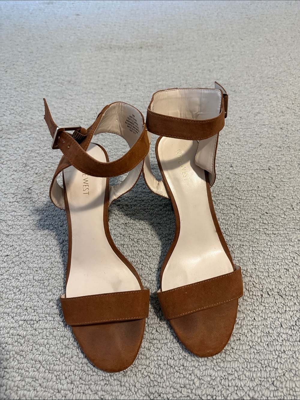 Nine West Tan Suede Ankle-Strap Heels